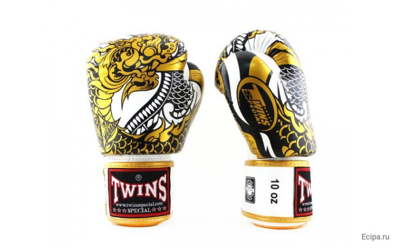 Боксерские перчатки Twins Special FBGVL3-52 Dragon white gold 14 oz